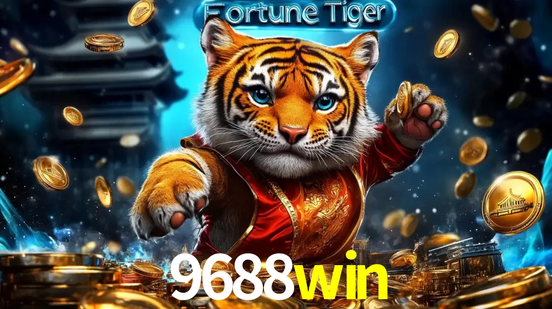 Imagem promocional do jogo de slot Fortune Tiger, com um tigre majestoso em traje tradicional cercado por uma fortuna em moedas de ouro, disponível agora no cassino 9688win.